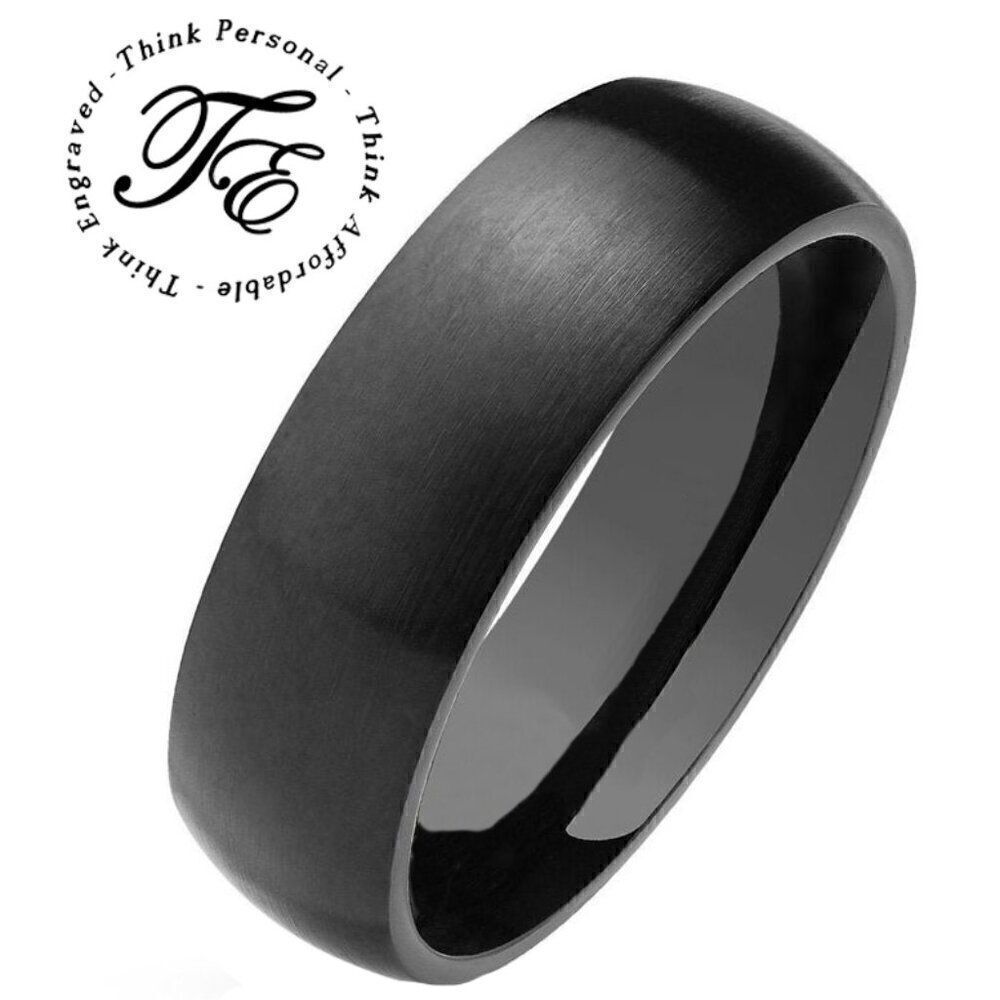 Women's Matte Black Wedding Ring Band - Black Women's engagement Ring